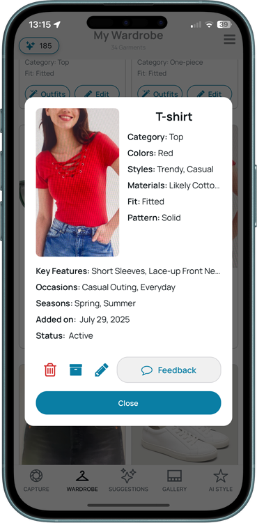 Wardrobe digitization screenshot